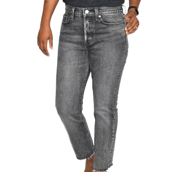 Levis Wedgie Jeans Black Icon Button Fly Straight Leg Cropped High Rise Size 27 - Picture 7 of 16